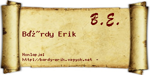 Bárdy Erik névjegykártya