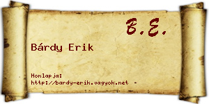 Bárdy Erik névjegykártya